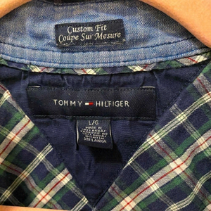 🌷 Tommy Hilfiger🌷Navy Blue Green Red White Plaid Button Down Shirt  